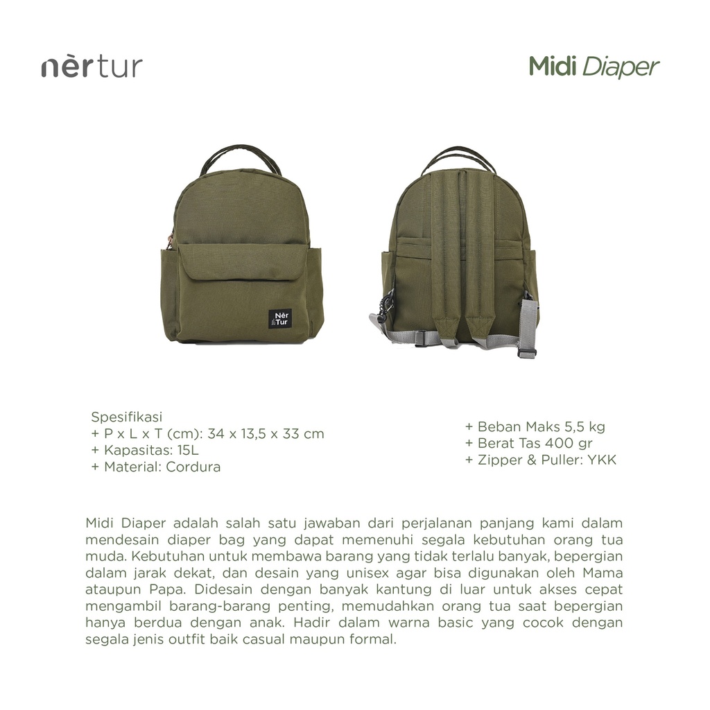 Midi Diaper - Army Green
